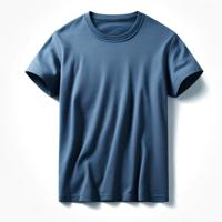 A Plain Indigo T Shirt With No Patterns Or Logos,